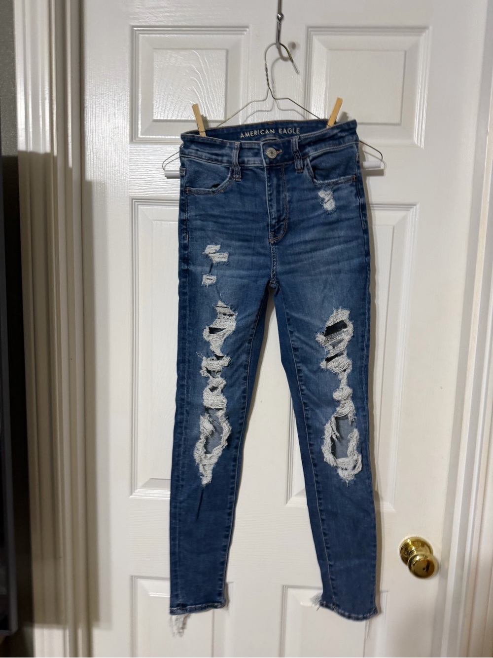 American Eagle Outfitters Women's Ripped Skinny Jeans - Blue